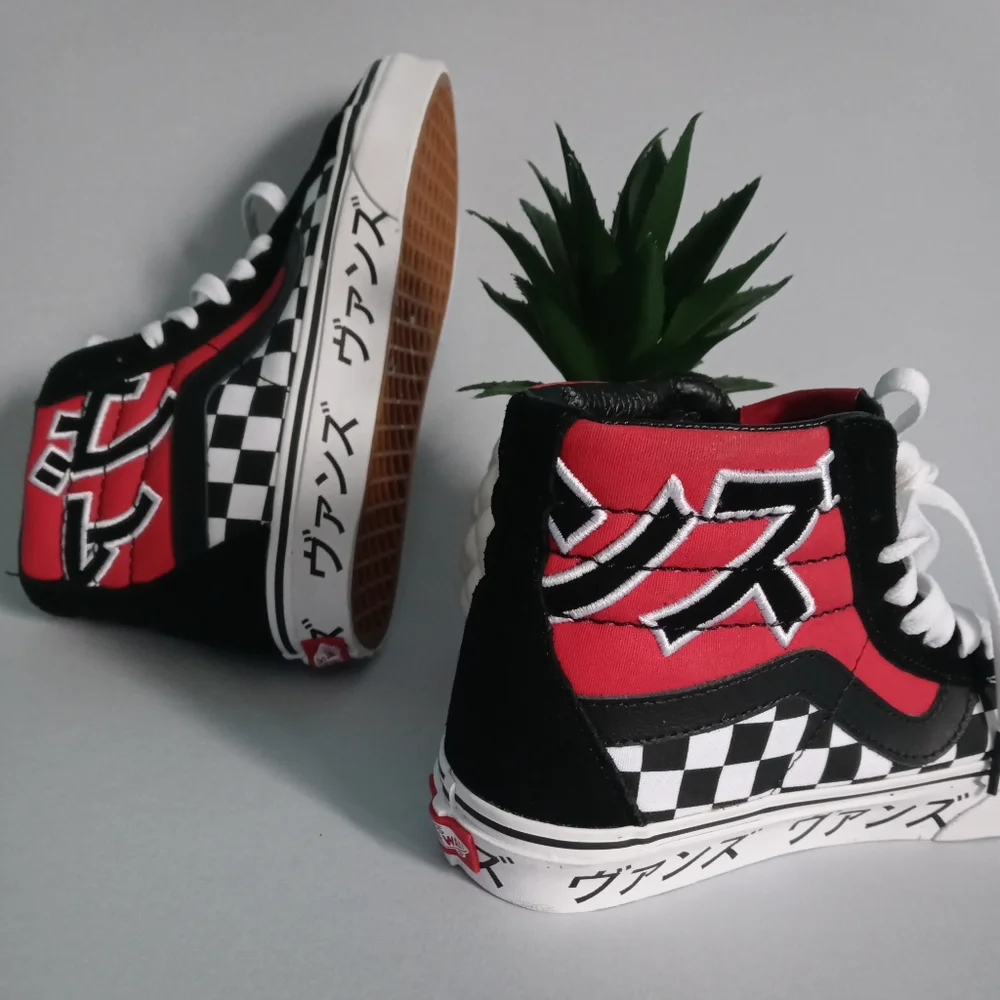 Japanese Vans Sk8-Hi Japan  Type Black Red Checkerboard Men Sz 4.5/ 6 Wome Shoes